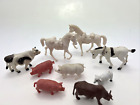Lot Of 9 Farm Animals Plastic Cows Horses Pigs Hogs Plastic Figurines