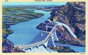 Cartolina veduta aerea Coolidge Dam Arizona - Foto 1 di 2