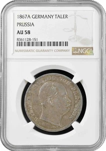 Prussia 1 thaler 1867 A, NGC AU58, "Emperor Wilhelm I (1861 - 1888)" silver coin - Picture 1 of 2