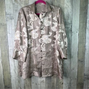 Kimono Jacke Gold Glanz/Glanz mit 3/4 Ärmeln mit Schlaufe über Knopfverschlüssen - Bild 1 von 9