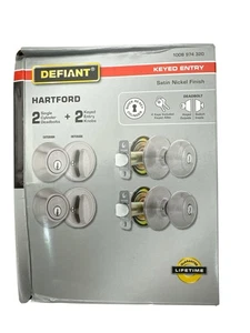 Defiant Hartford 2 Riegel & 2 gleichschließend Eingangstürgriffe 1008 974 320 Neu - Bild 1 von 6