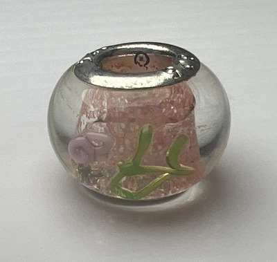 925 Пробы муранского стекла бусина европейский лэмпворк розовый 3D розы блестящий - Изображение 1 из 4