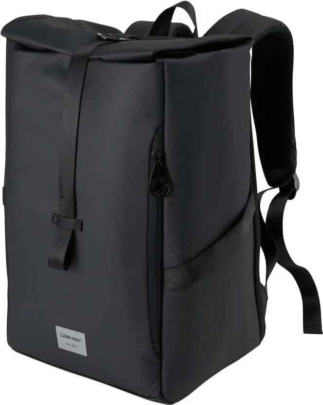 Black CabinMax Rolltop Ryanair Backpack 40x20x25cm Hand Luggage - Image 1 of 4