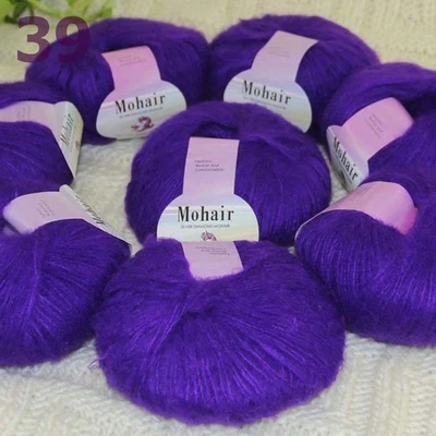 Sale New 8BallsX25g Luxury Soft Mohair Warm Wrap Shawl Hand Knit Crochet Yarn 39 - Image 1 of 4