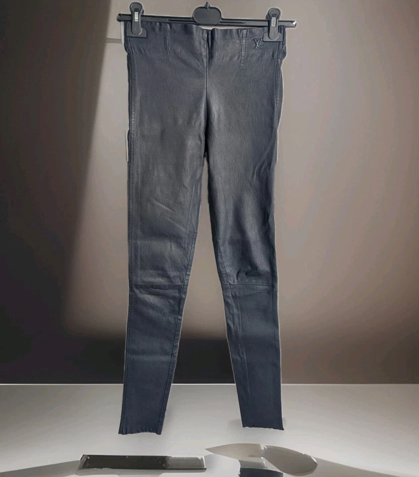 Louis Vuitton Piel de Cordero Cuero Azul Marino Elastizado Pantalones Leggings 36 XS S Foto 1 de 4
