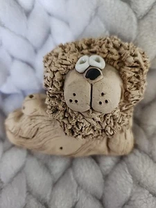 Skulptur Ton Spaghetti Haar Löwe Figur Vintage 3,5" Künstler signiert Skulptur - Bild 1 von 10
