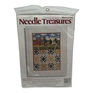VTG Needle Treasures Needlepoint Kit Ohio Star Quilt 06627 Barn Farm House 1997 - Picture 1 of 2