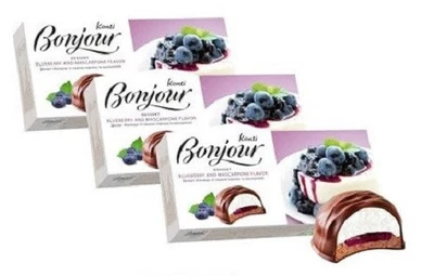 3 УПАКОВКИ BONJOUR ДЕСЕРТ ЧЕРНИКА И МАСКАРПОН печенье джем шоколад Украина - Изображение 1 из 4