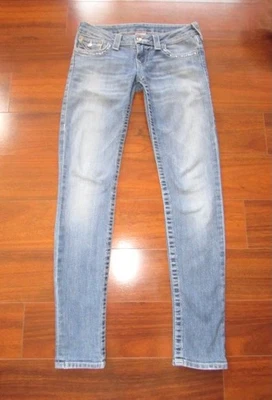 VERDADEIRA RELIGIÃO ~ Tamanho 26 ~ CRISTAL ENFEITADO Cintura Baixa SLIM FIT Jeans Jeans c30 - Imagem 1 de 4