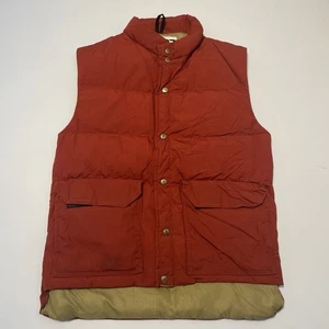 Vintage Gilet Mens Small Red Vest Down Quilted Body Warmer Workwear Puffer - Picture 1 of 9