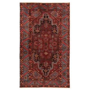 Alfombra persa anudada a mano Hamedan 229x134 cm Orient Wolle Carpet Rug roja - Imagen 1 de 11