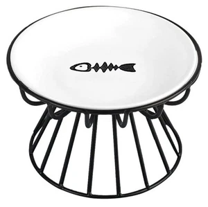 Welbro Cat Bowls,  Elevated Cat Bowl, Raised Ceramic Cat Dish With Metal Stand, - Picture 1 of 5