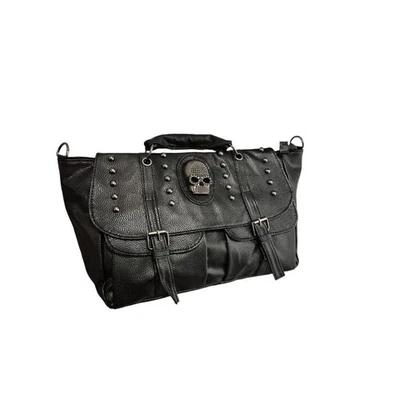 Gothic Totenkopf & Nieten Oversized Schwarz Tasche Alternative Ästhetik Punk Rock Metal
