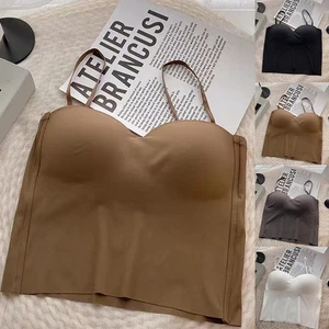Variety of Color Options Camisole Crop Tops with Built in Bra for Women - Picture 1 of 14