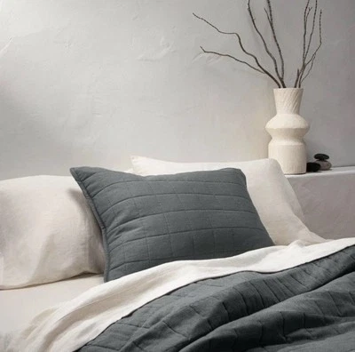 Almohada Casaluna Sham Mezcla de Lino OEKO-TEX Acolchada Clásica Gris Oscuro King Nueva Sin Etiquetas Foto 1 de 4