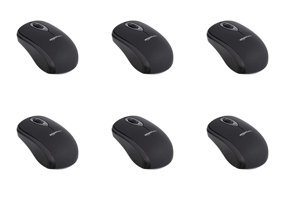 Pack of 6 Amazon Basics 2.4 G Wireless Optical Mouse USB Nano Receiver Batteries - Image 1 of 4