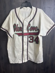 Vintage Glen Cove Big Red Highschool Baseball Jersey #34 Adult 2XL White - Picture 1 of 9