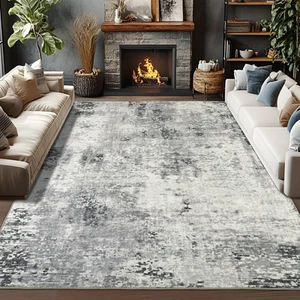 Living Room Area Rugs Soft Large Modern Abstract Area Rug, Boho Vintage Machine - Picture 1 of 22