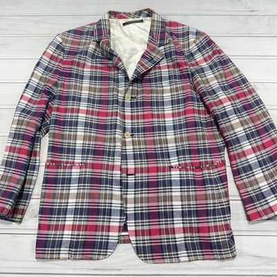 Chaqueta Blazer Brooks Brothers Para Hombre 45R Colorida Tela Escocesa Algodón Madrás De Colección Foto 1 de 4