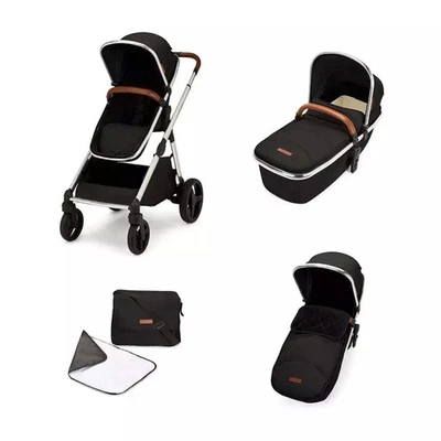Ickle Bubba Eclipse 2in1 Pushchair & Carrycot Adjustable Handle Chrome/Jet Black - Image 1 of 4