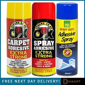 More details for 500ml heavy duty carpet adhesive spray for carpet upholstery tile strong glue
