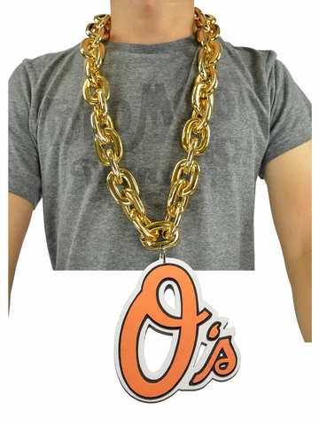 New MLB Baltimore Orioles GOLD Fan Chain Big Necklace Foam Cover
