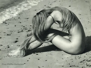 1960s Vintage GERHARD VETTER Long Hair Female Nude Beach Wave Sand Photo Gravure - Picture 1 of 1