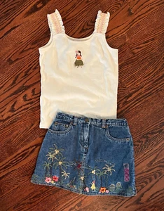 Gymboree LITTLE HULA GIRLS Vintage 2002 NWT X-Large Tank top/Jean skort set RARE - Picture 1 of 2