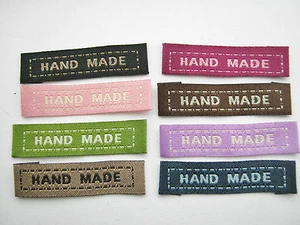 24 "Handgemachte" Stoffetiketten 45 mm (1 3/4" Zoll) Aufnähen Kleidung Etiketten Stoffetikett - Bild 1 von 9