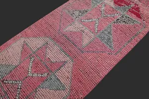 Vintage 2x10 türkischer Oushak Läufer Teppich handgefertigt anatolisch Boho Kilim PINK - Bild 1 von 9