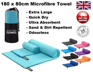 Microfiber Towel Sport Bath Gym Quick Dry Travel Swimming Beach Yoga 80x180cm XL - Picture 1 of 21