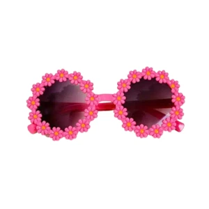 Occhiali da sole primaverili rosa rotondi fiori bambino bambino casual colorati parasole nuovi - Foto 1 di 5