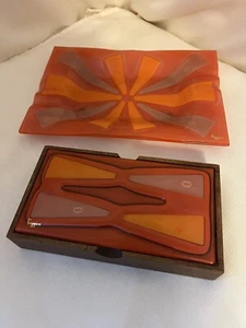 RARE Fused Art Glass Ashtray & Cigarette Box Michael  & Frances Higgins Signed - Picture 1 of 13