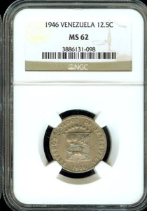 1946 12 1/2 CENTIMOS (LOCHA) NGC MS 62 VENEZUELA - Picture 1 of 2