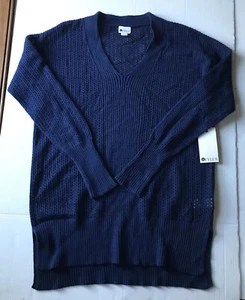 NWT Stylus Large $36 blue snit sweater tunic sheer - Picture 1 of 12