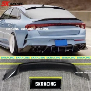 Fits Kia K5 GT 2021-2024 Real Carbon Fiber Rear Tail Trunk Spoiler Wing Lip Trim - Picture 1 of 19