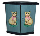 Hand-painted Wooden Key Box with Cats on Doors 7” Tall - Freestanding￼.