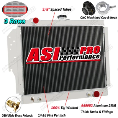 3 Rows Radiator For 1979-1993 Dodge D150 D250 D350 W150 W250 Ramcharger 5.2L - Image 1 of 4