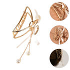 Metal Hair Claw Clips with Pearl Tassel Catch