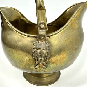 Vintage Messing Eimer Löwenkopf Dekor Helm klein klassisch - Bild 1 von 10