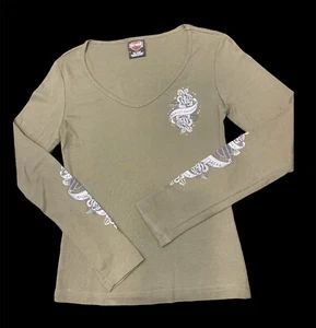 Harley Davidson Women's M Olive-green Long Sleeve shirt Boswell's Nashville TN - Picture 1 of 12