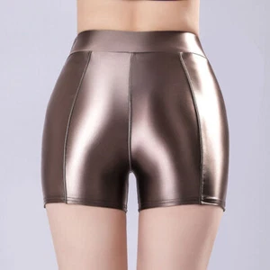 Pantalones cortos deportivos de satén brillante cintura alta para mujer - Imagen 1 de 19