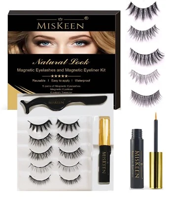 MISKEEN® Magnetic False Eyelashes Eyeliner Kit Natural Reusable Lashes Set Long  - Image 1 of 4