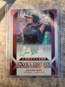 JACOB MAY 2013 ELITE EXTRA EDITION RED ON CARD GREEN AUTO PROSPECT #D 6/10 - Picture 1 of 2
