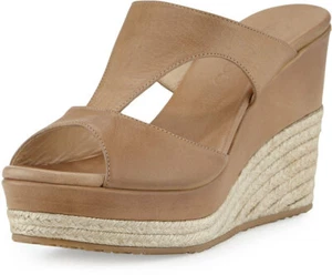 PLACCA LOGO Jimmy Choo PACANE Marrone Oro Espadrilla Zeppa SLIDES EU 42 I LOVE - Foto 1 di 8