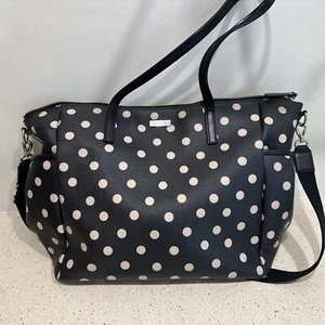 Borsa Kate Spade nera/crema a pois grande tote bag in pelle con cinghie per pannolini - Foto 1 di 13