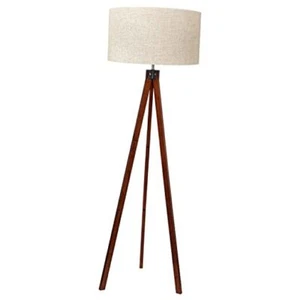 Wood Tripod Floor Lamp, Mid Century Standing Lamp, Modern Brown Tripod Holder - Picture 1 of 7