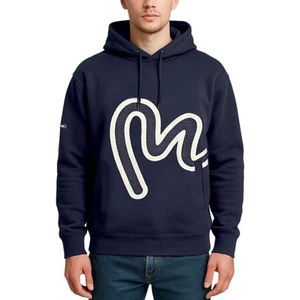 MONEY CLOTHING Mens Hoodie Printed Pullover Neck Jumper Casual Cotton Navy New - Picture 1 of 9