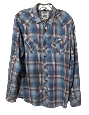 Buffalo David Britton Premium Shirt  Blue Plaid Long Sleeve Western Mens Size M - Image 1 of 4