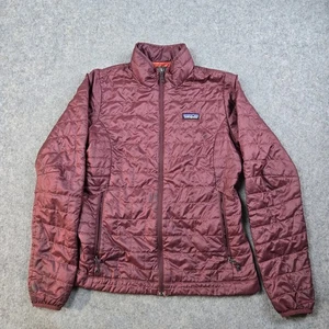 Patagonia Jacket Womens Medium Red Nano Puff Coat Full Zip Puffer Hinking - Picture 1 of 18